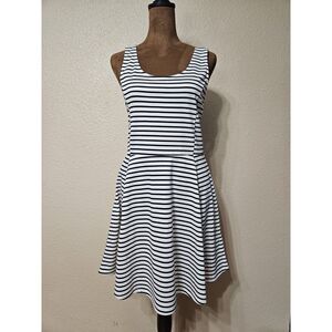 Divided Women’s Black White Striped Fit & Flare Sleeveless Dress Size 12